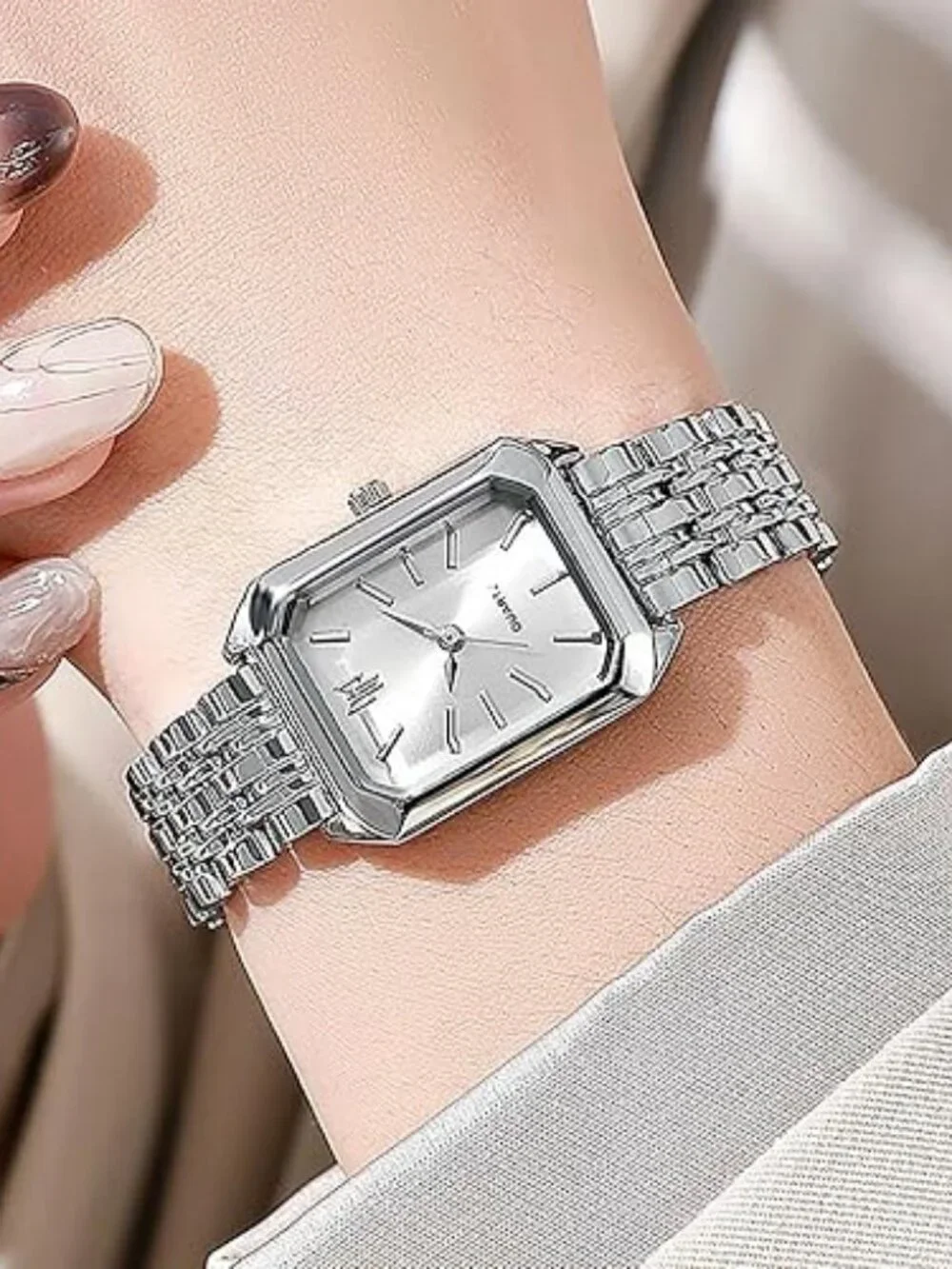 Women’s Square Quartz Watch Steel Strap Casual Fashion Wristwatch